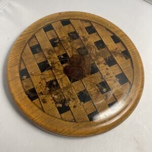 Vintage Acrylic Resin Hotplate Trivet Footed Dried Pressed‎ Flower 8" MCM Lucite